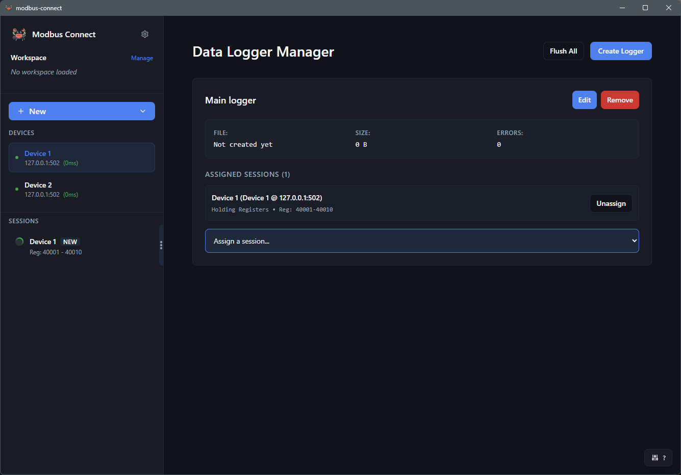 Modbus Connect Data Logger Manager