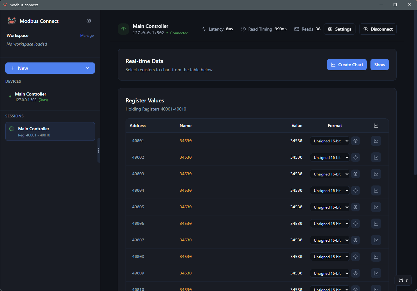 Modbus Connect Live Monitoring