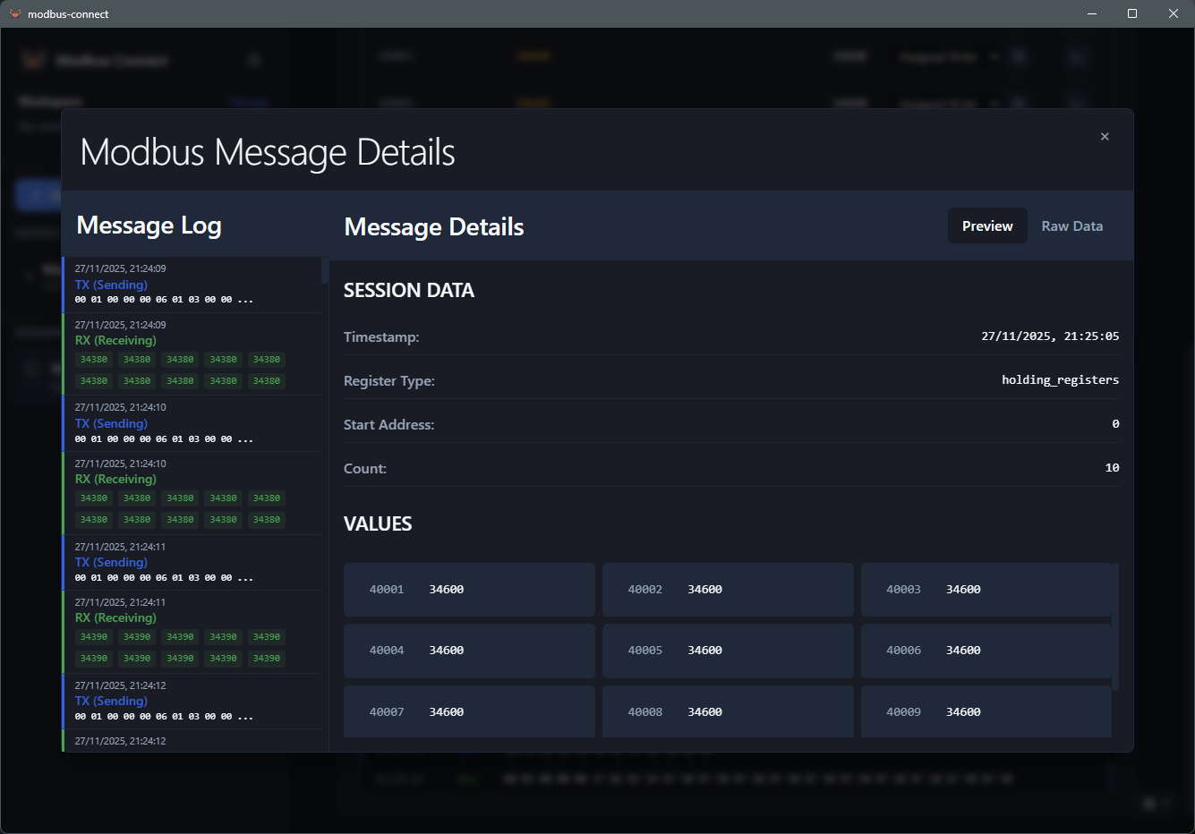 Modbus Connect Protocol Logging